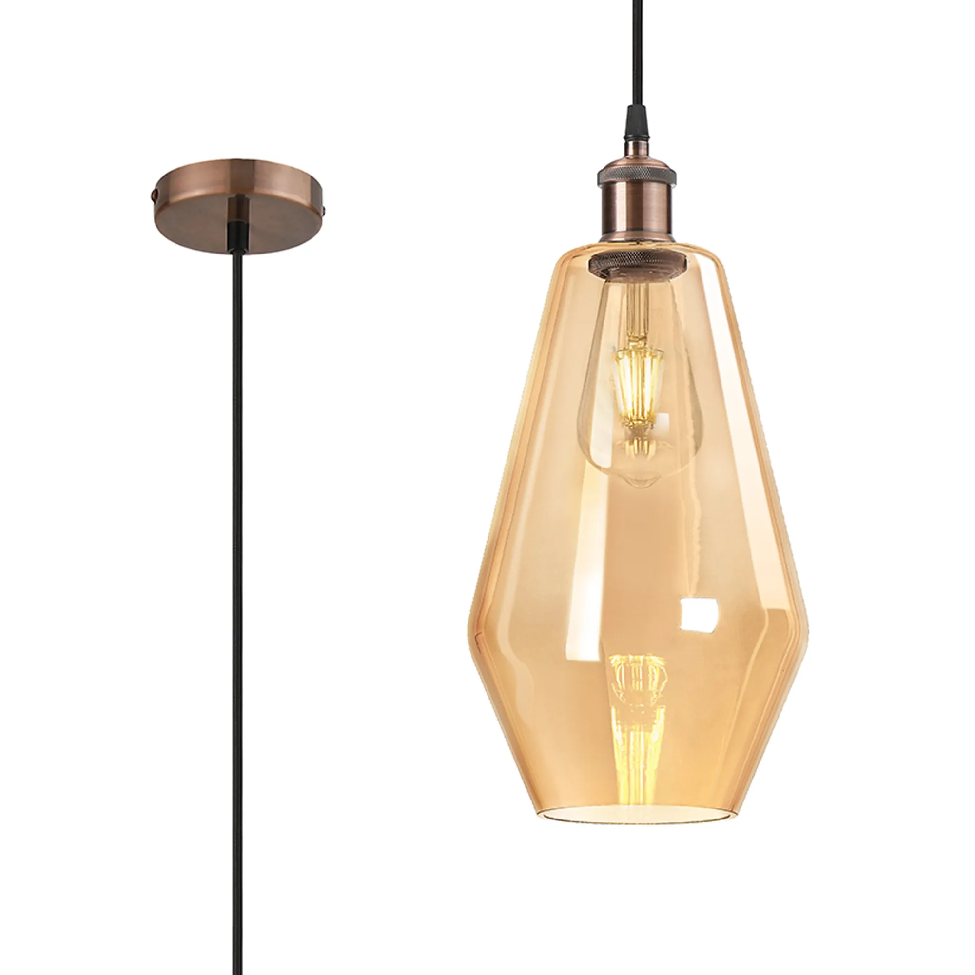 Cawdor Antique Copper Ceiling Lights Deco Single Pendant